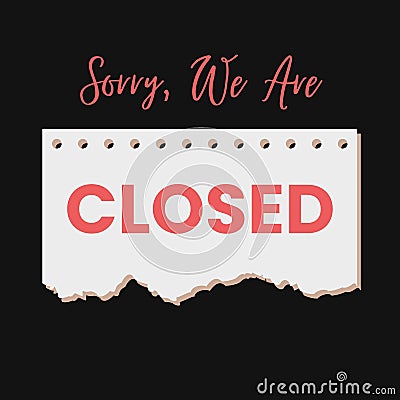 Sorry, we are closed creative design Stock Photo