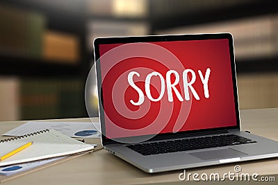 SORRY Forgive Regret Oops Fail False Fault Mistake Regret Apolo Stock Photo