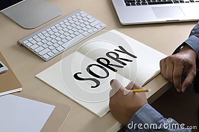 SORRY Forgive Regret Oops Fail False Fault Mistake Regret Apolo Stock Photo