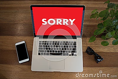 SORRY Forgive Regret Oops Fail False Fault Mistake Regret Apolo Stock Photo