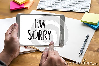 SORRY Forgive Regret Oops Fail False Fault Mistake Regret Apolo Stock Photo