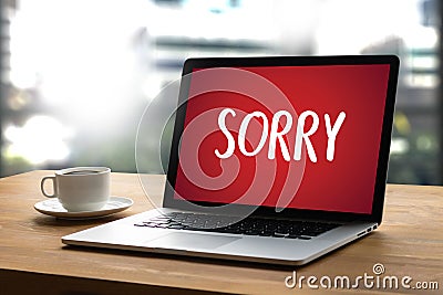 SORRY Forgive Regret Oops Fail False Fault Mistake Regret Apolo Stock Photo