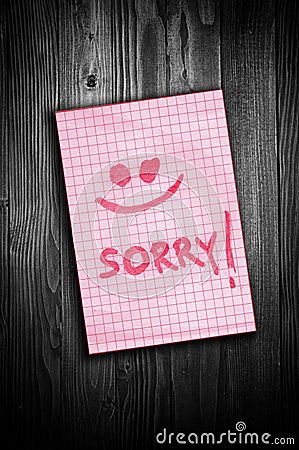 Sorry note Stock Photo