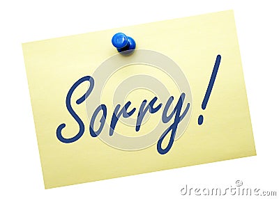 Sorry note Stock Photo