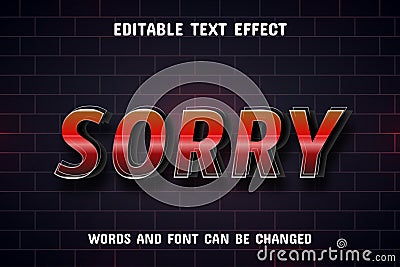 Sorry text - 3d text effect Vector Illustration