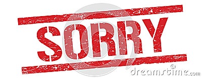 SORRY text on red vintage lines stamp Stock Photo