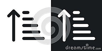 Sort amount up icon set. sort arrow filter button vector symbol in black filled and outlined style Vector Illustration