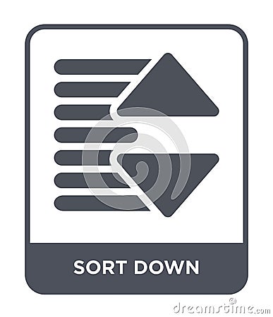 sort down icon in trendy design style. sort down icon isolated on white background. sort down vector icon simple and modern flat Vector Illustration
