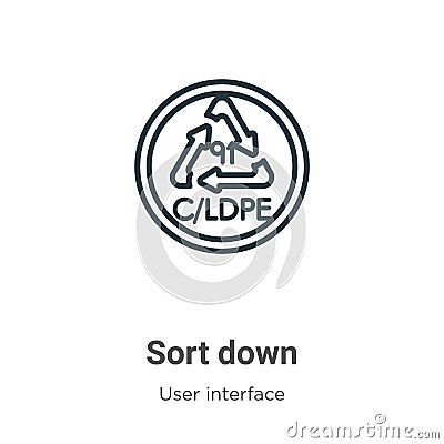 Sort down outline vector icon. Thin line black sort down icon, flat vector simple element illustration from editable web Vector Illustration