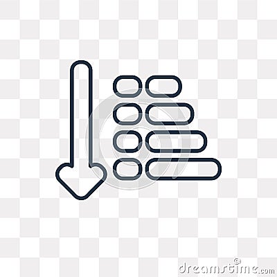 Sort down vector icon isolated on transparent background, linear Vector Illustration