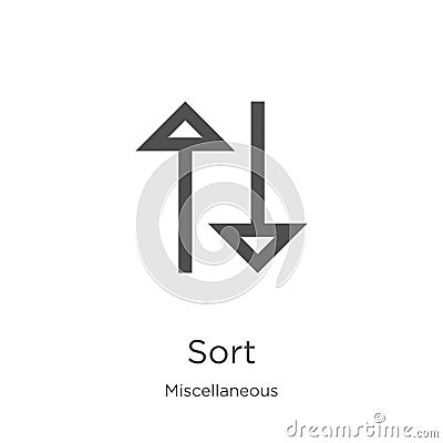 sort icon vector from miscellaneous collection. Thin line sort outline icon vector illustration. Outline, thin line sort icon for Vector Illustration