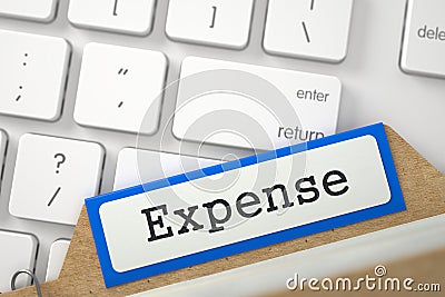 Sort Index Card with Inscription Expense. 3D. Stock Photo