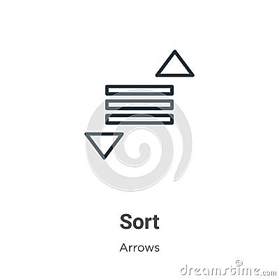 Sort outline vector icon. Thin line black sort icon, flat vector simple element illustration from editable arrows concept isolated Vector Illustration