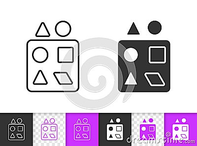 Sorter puzzle simple black line toy vector icon Vector Illustration