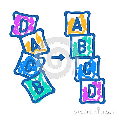 sorting algorithm icon doodle illustration Cartoon Illustration