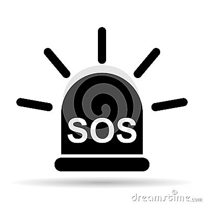 SOS help shadow icon, safety support alert design, save vector illustration Vector Illustration