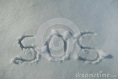 SOS in Snow Stock Photo