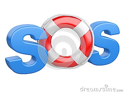 SOS symbol with lifebelt Stock Photo