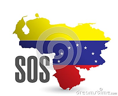 Sos venezuela map illustration design Cartoon Illustration