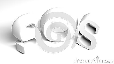 SOS white write isolated on white background - 3D rendering illustration Cartoon Illustration