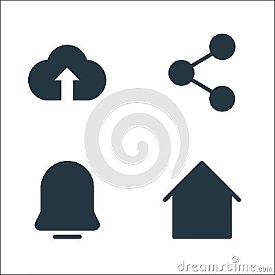 sosmed line icons. linear set. quality vector line set such as home, notification, share Vector Illustration