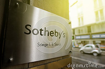 Sotheby`s logo ner Office on sunny day Editorial Stock Photo