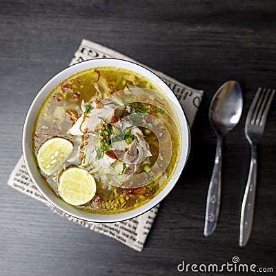 Soto Ayam, traditional Indonesian soup Stock Photo