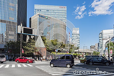 Sotobori dori street crossing Ginza Tokyo Editorial Stock Photo