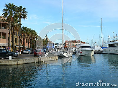 Sotogrande, the marina, street and homes Editorial Stock Photo