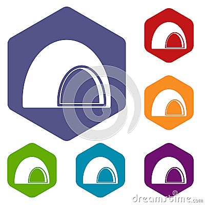 Souffle icons set hexagon Vector Illustration