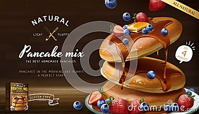 Souffle pancake mix ads Vector Illustration