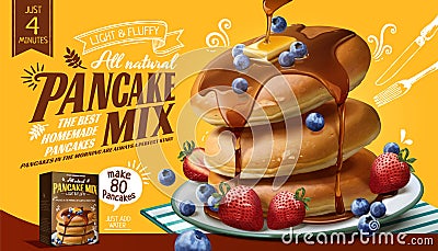 Souffle pancake mix ads Vector Illustration