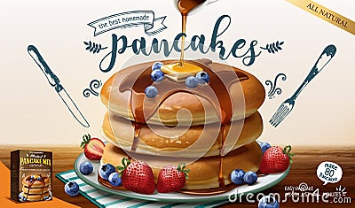 Souffle pancake mix ads Vector Illustration