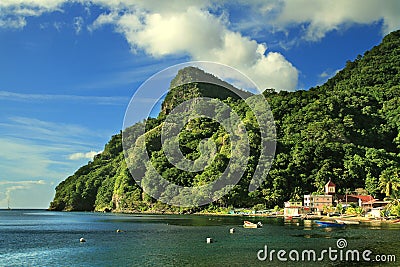 Soufriere village Stock Photo