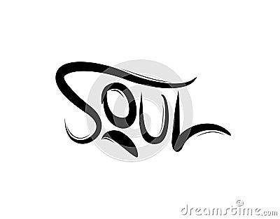 Soul Lettering Text on white background in vector illustration Vector Illustration