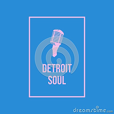 Soul music made in detroit logo with vintage microphone graphic Stock Photo