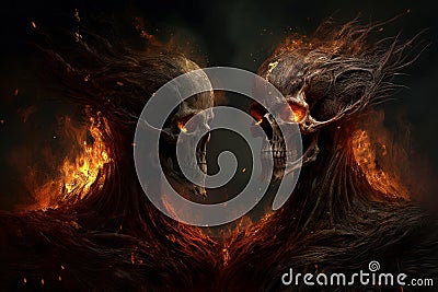 Souls hell fire twigs. Generate Ai Stock Photo