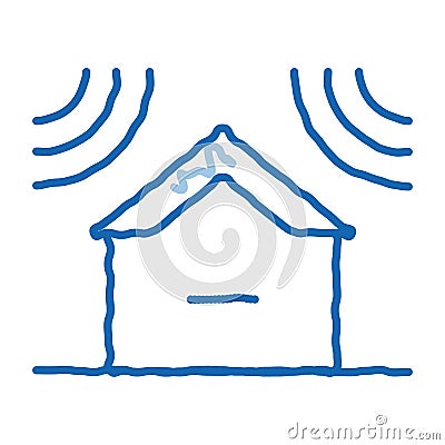 sound acting on residential building doodle icon hand drawn illustration Vector Illustration