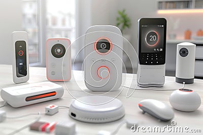 Sound alarm communication and perimeter defense setups integrate CCTV surveillance, SSL protocol, secure monitoring, and electroni Cartoon Illustration