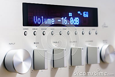 Sound amplifier receiver front panel Stock Photo