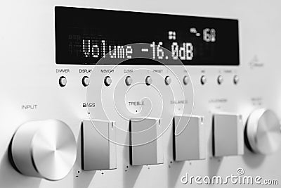 Sound amplifier receiver front panel Stock Photo