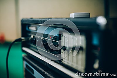 Sound amplifier in recording music studio. Musician equipment Stock Photo