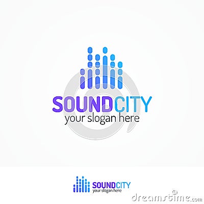 Sound city logo set modern color style Vector Illustration