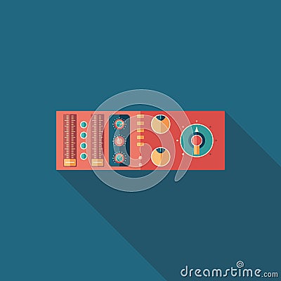 Sound compressor flat square icon with long shadows. Vector Illustration