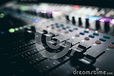 Sound control music mixer in record studio Stock Photo