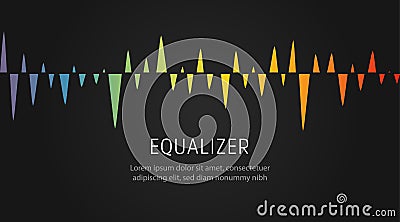 Sound equalizer pattern, music digital wave, voice tune graphic wave line, soundwave spectrum, colorful visual signal Vector Illustration