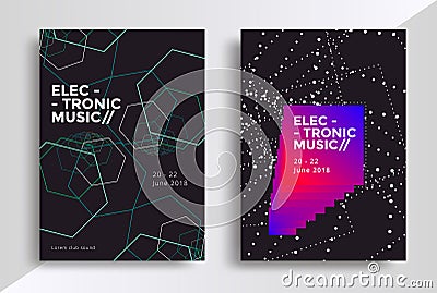 Sound flyer with abstract geometric line shapes Vector Illustration