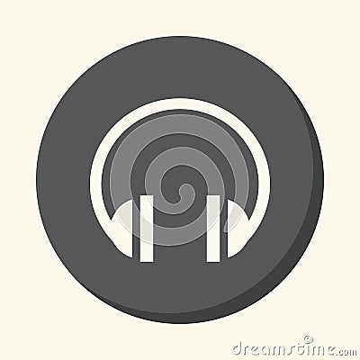 Sound headphones, a round icon with the illusion of volume, a simple color change. Stock Photo