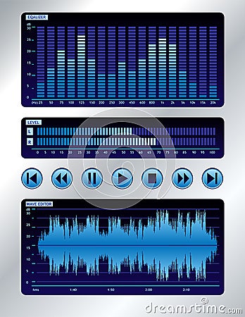 Sound mixer blue digital display Vector Illustration