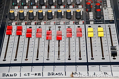 Sound mixer equalizer panel with dial knob and sliders set sidebar Stock Photo